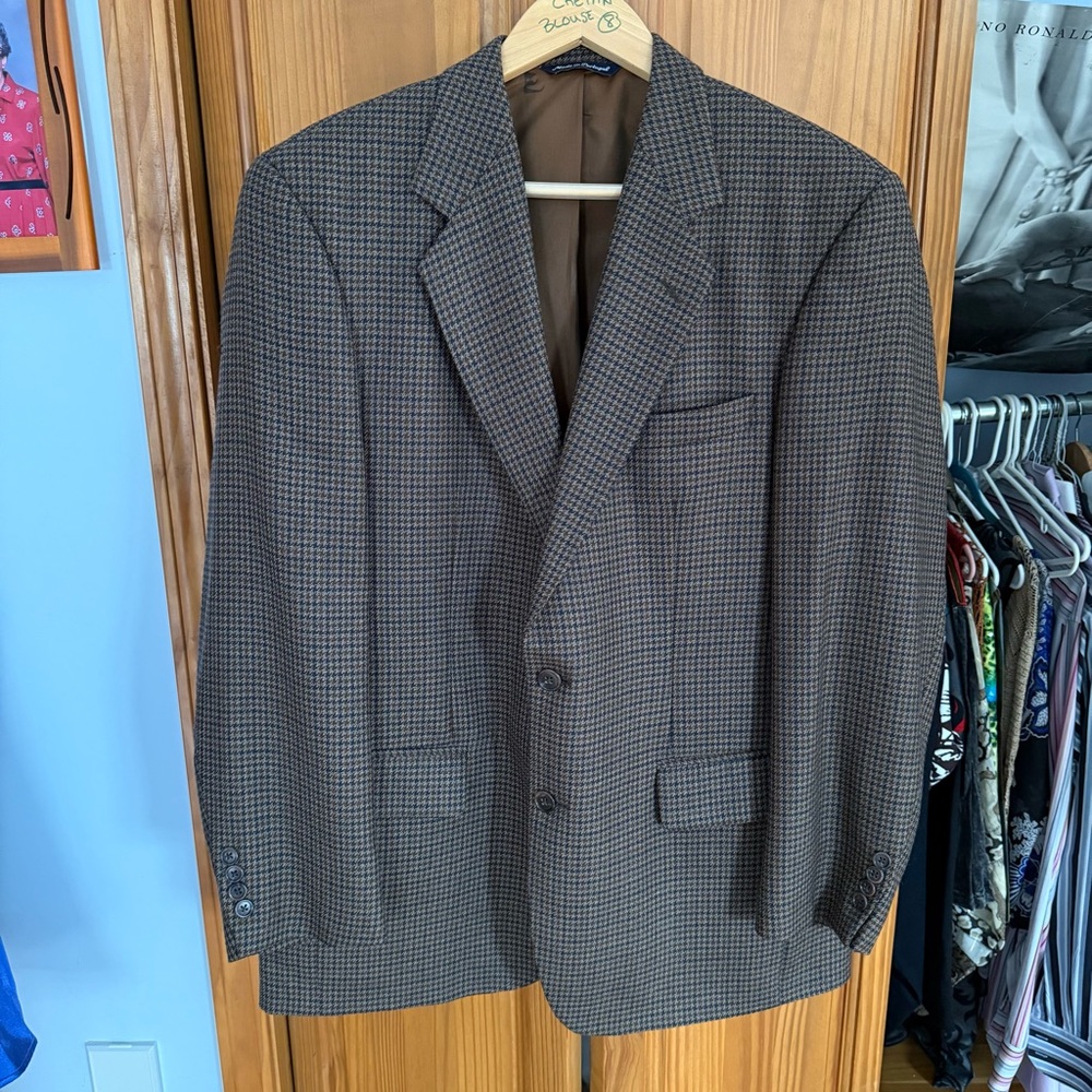 Vintage Paul Frederick Blazer Sport Coat Jacket Houndstooth Men’s 40R Wool